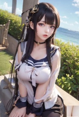 รูปภาพสุดอลังการที่สร้างโดย AI ของสาวโรงเรียนญี่ปุ่นหน้าอกใหญ่ในชุดเซ็กซี่