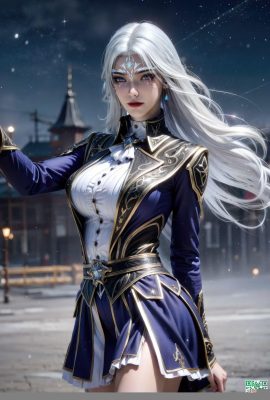 (AI สร้างขึ้น) Hagmen Luchen White Hair 2